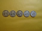 SILVER QUARTERS MIXED, SILVER COINS  ( 5  SILVER WASH. QUARTERS ) FREE SHIP