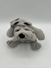 VTG 80s Cuddle Puppy Gray/Grey Bulldog Plush Dog Cuddle Wit Inc Stuffed 6  