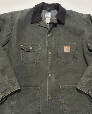 Vintage Carhartt Green Blanket Lined Chore Jacket Field Coat C02