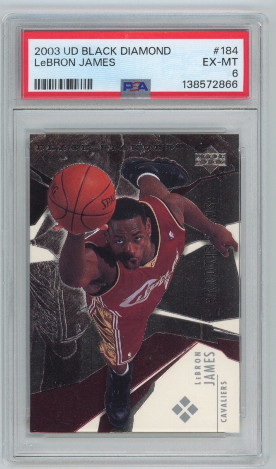 2003-04 UD Black Diamond Lebron James Rc #184 PSA 6 EX-MT Beautiful!