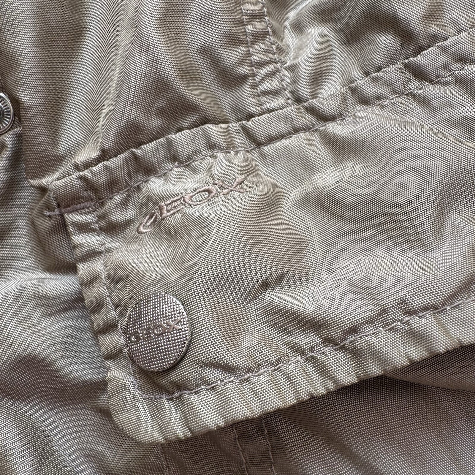 Geox Respira Khaki Nylon Full Zip Snap Button Jacket Women’s Size M image 8