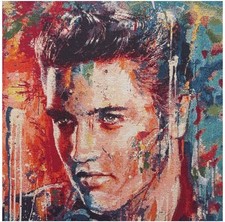 Cushion Panels POP ART CULTURE ICONS Full Colour Tapestry Weave Fabric Elvis
