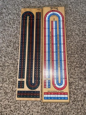 Bicycle Wood Cribbage Board Red White Blue 3 Player Cribbage Game Board