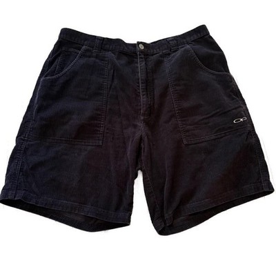 Vintage Ocean Pacific OP Sport Black Corduroy Baggy Surf Shorts Size 38