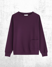 Womens Seasalt Jersey Cotton Log Sleeve Sweatshirt Purple Crew Neck Defect
