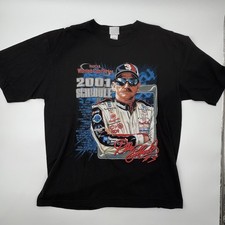 Chase Authentics Dale Earnhardt NASCAR 2001 Schedule T-Shirt Men XL Black
