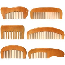 Patelai 6 Pcs Wooden Combs for Women 6 Count Pack of 1 , Natural Wood Color