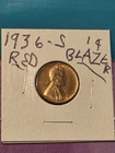 1936-S GEM RED BU Lincoln Cent Penny  BLAZING RED-RED HIGH LUSTER LINCOLN CENT
