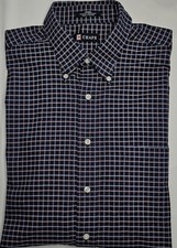 Mens Chaps Oxford Long Sleeve Navy Multi Plaid Button Up Shirt Size Large LG L