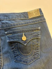 True Religion Metal Tag World Tour Jeans 32x33.5 Flap Pockets USA Made 13” Flair