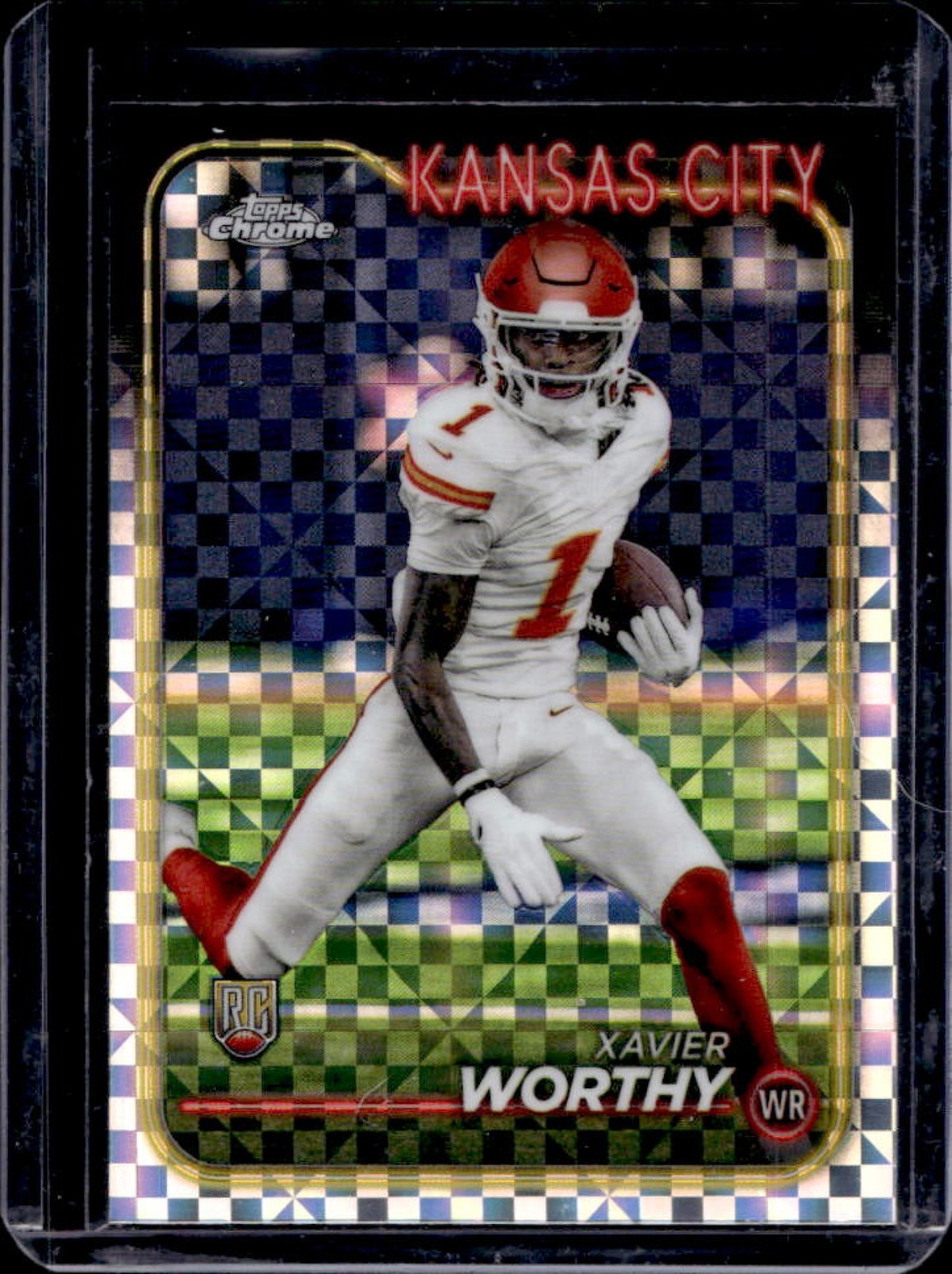 2024 Topps Chrome Xavier Worthy RC X-Fractor Rookie #208 Chiefs