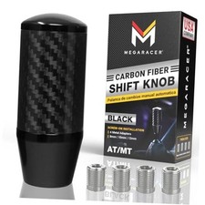 Premium Carbon Fiber Shift Knob - 4 Metal Threaded Adapters, 4 5 6 Speed Black