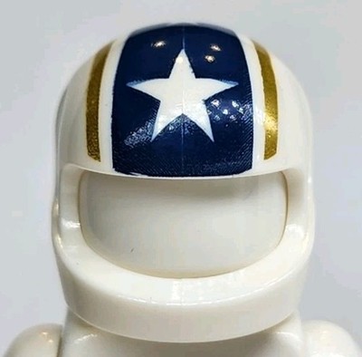 NEW LEGO  White Minifigure Headgear Helmet Motorcycle  white Star Blue Gold 