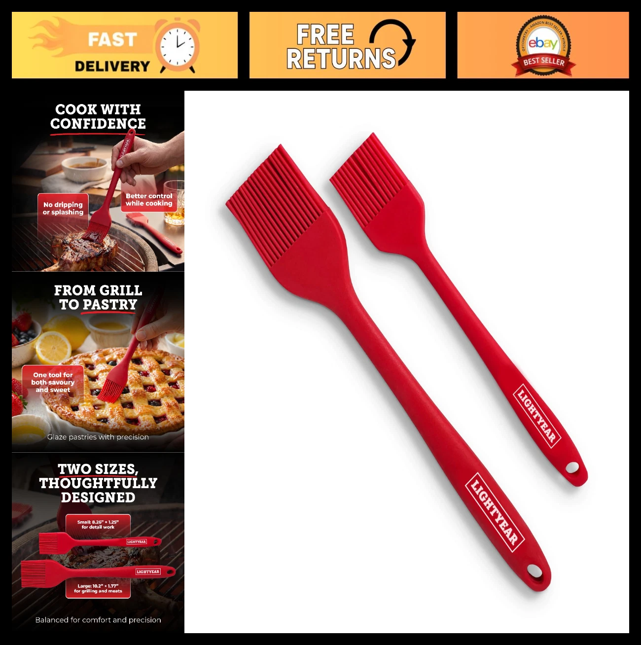 Silicone Basting Pastry Brush Set - 2 Pcs Heat Resistant 450°F Oil Brush for BBQ
Opens in a new wind
