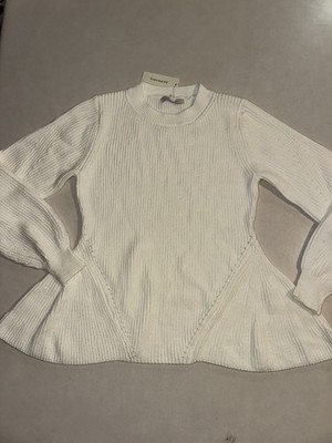 NWT Francesca s White Sweater Small S Peplum Ruffle