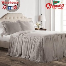 Ruffle Skirt Bedspread Set - 3 Piece Luxurious Farmhouse Bedding Set