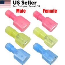 200/100PCS Female Male Spade Crimp Terminals Quick Disconnec Wire Connectors US