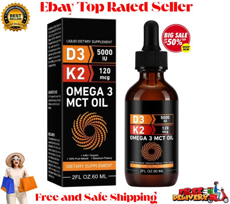 Liquid Vitamin D3 K2 5000 iu & 120 mcg - Vitamin D with MK7 Vitamin K2 Drops - B