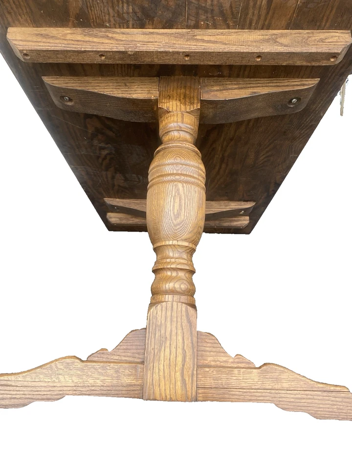 Mesa de comedor con caballete doble de roble macizo 66523 Foto 3 de 4