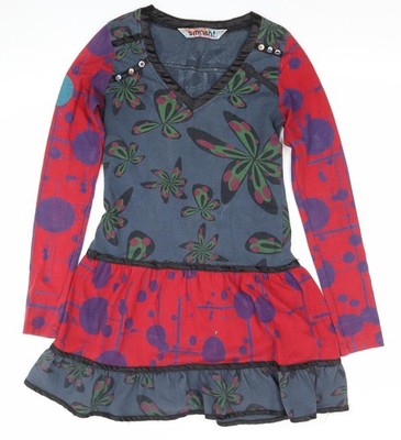 Smash Damen Jerseykleid Mehrfarbig M A-Linie Langarm