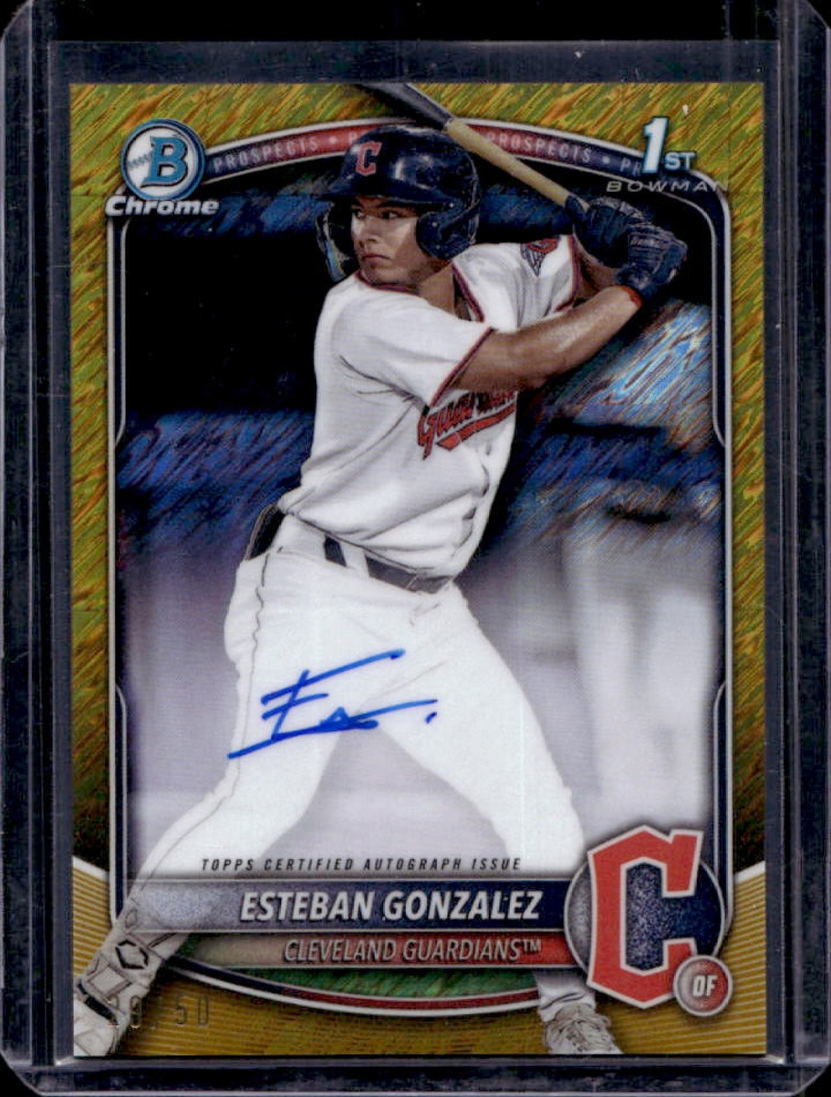 2025 Bowman Esteban Gonzalez Chrome Auto Gold Shimmer Refractor 1st #/50