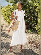 Doen White Catriona Eyelet Dress Small Cottagecore