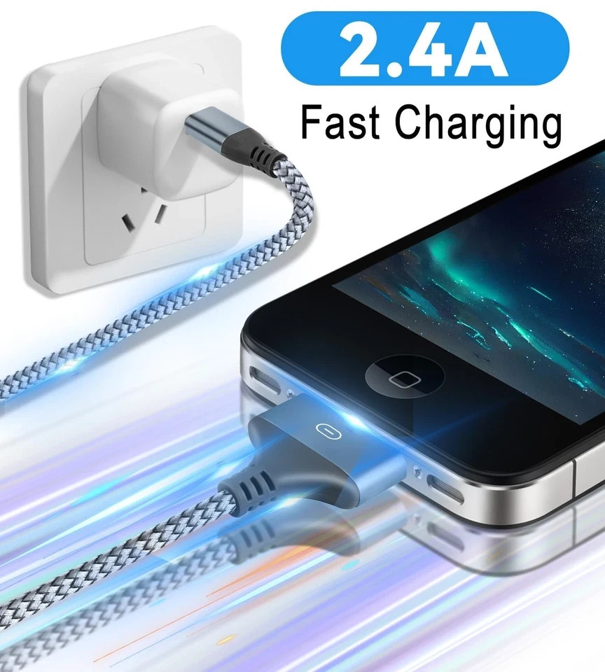 Herfair 30 Pin to USB C Adapter iPod Charger Nylon Braided Fast Charging Data Co