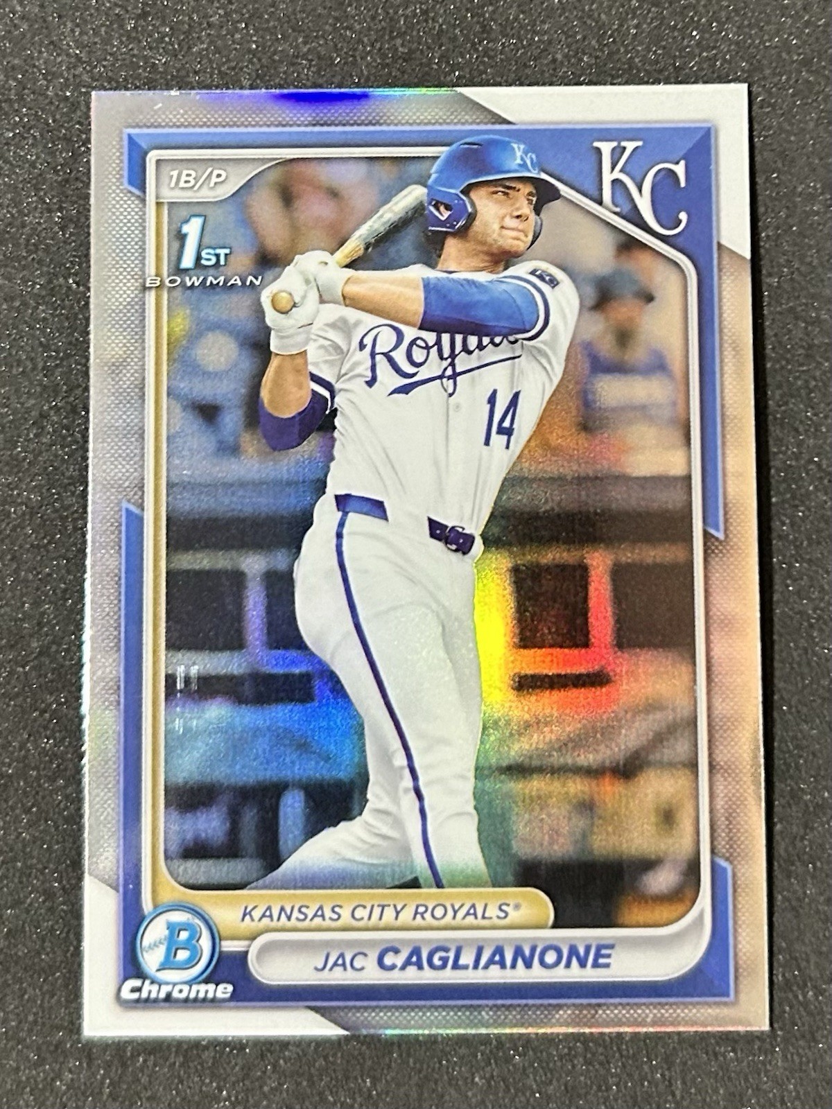 JAC CAGLIANONE 2024 BOWMAN CHROME DRAFT 1ST REFRACTOR ROYALS