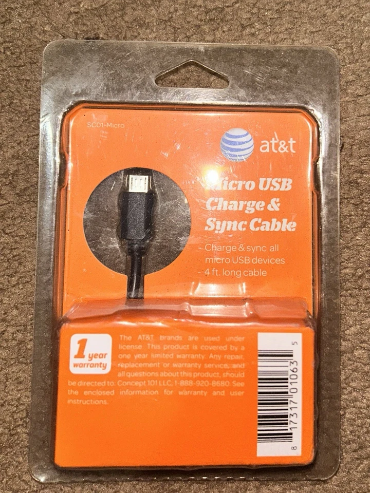 AT&T Micro USB Charger & Sync Cable (All  Micro USB Devices ) - Image 2 of 2