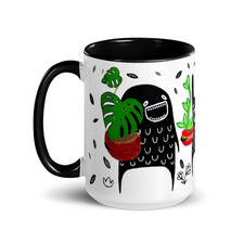 COFFEE MUG Plant Monster Houseplants Folk Art...