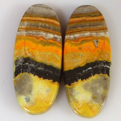26.50 Ct Natural Bumble Bee Jasper Pair Oval Cabochon Gemstone 11x27x4 mm WR49