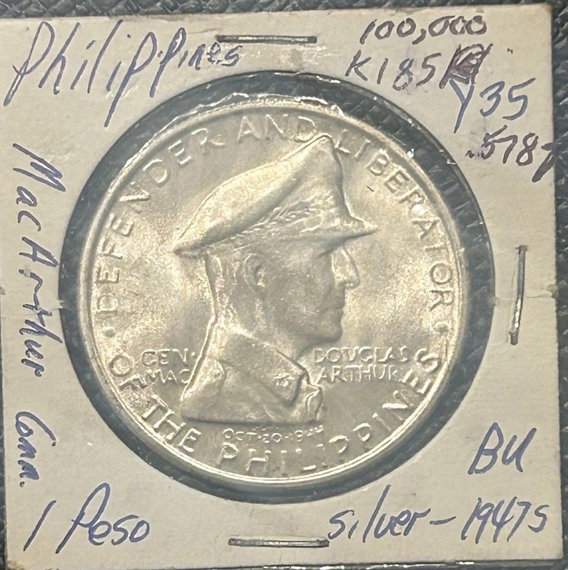 1947 Philippines MacArthur Silver One Peso | WWII Liberation Issue | .900 Silver