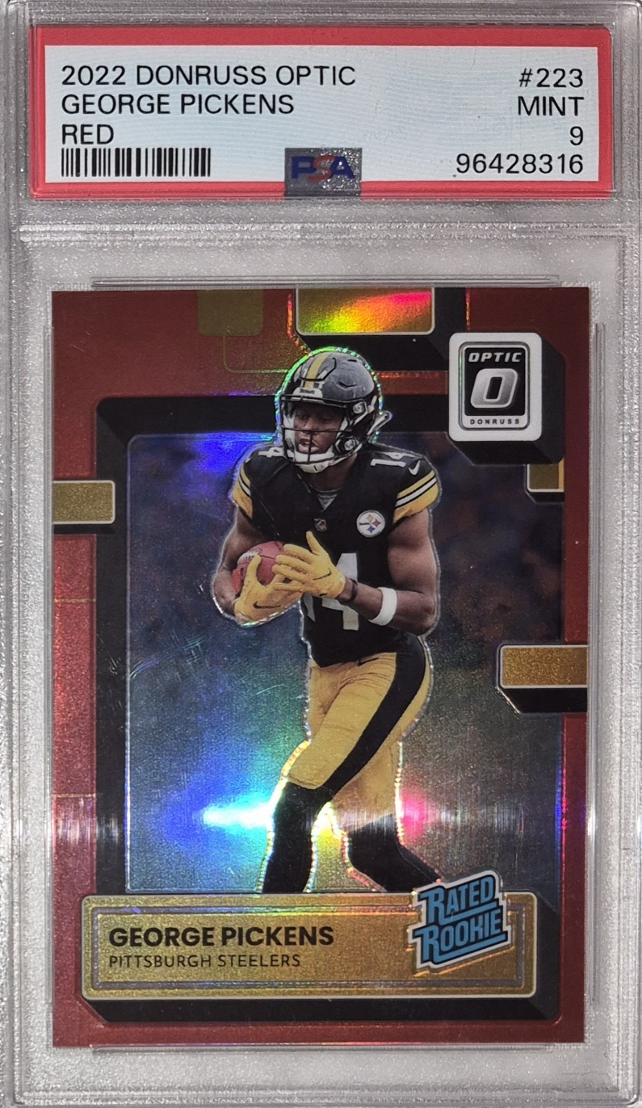 GEORGE PICKENS RC 97/99 2022 Optic RED Rated Rookie #223 PSA 9 MINT COWBOYS