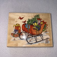 1996 Holiday Sleigh Wood Mounted Rubber Stamp Stampendous