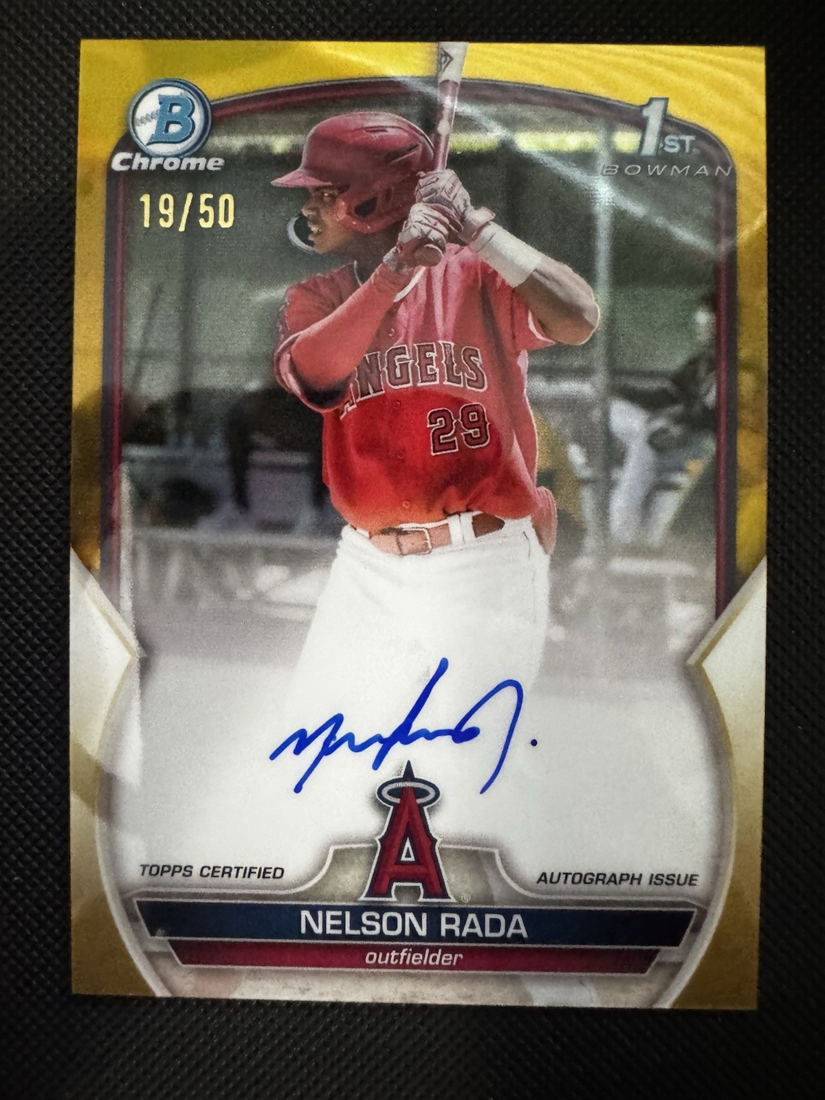 2023 Bowman -Chrome Prospect Autograph Gold Refra #CPA-NR Nelson Rada /50