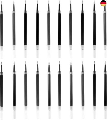 20 Stück Gel-Tinte Kugelschreiber-Mine Schwarz, 0,5mm Strichstärke, Höhe 11 cm,