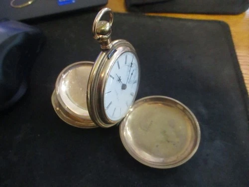 1897  ELGIN 17J Hunter 18s 14K Gold Filled Keystone Boss Case Pocket Watch