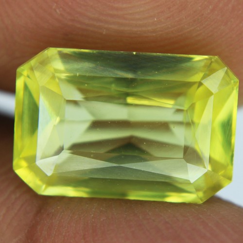 Piedras preciosas sueltas de zafiro amarillo natural certificado 11,50 quilates corte esmeralda