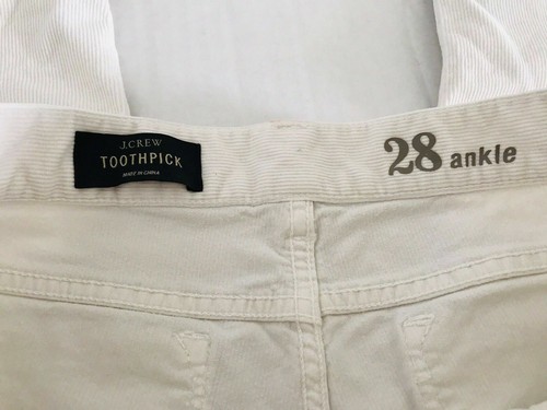 J Crew Zahnstocher Cordhose Damen Größe 24 weiß braun gerade schmale Passform - Bild 42 von 42