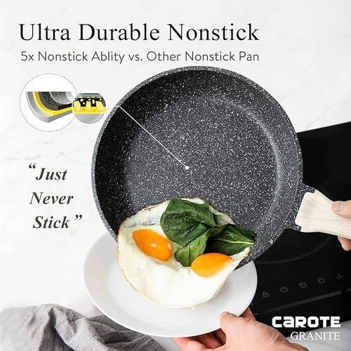 CAROTE Nonstick Deep Frying Pan with Lid 10 Inch Skillet Saute Pan Induction ... - Picture 20 of 24