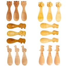 Image of Sass & Belle Natural Bamboo Baby Feeding Spoons Set of 3 100% Child Kid Friendly