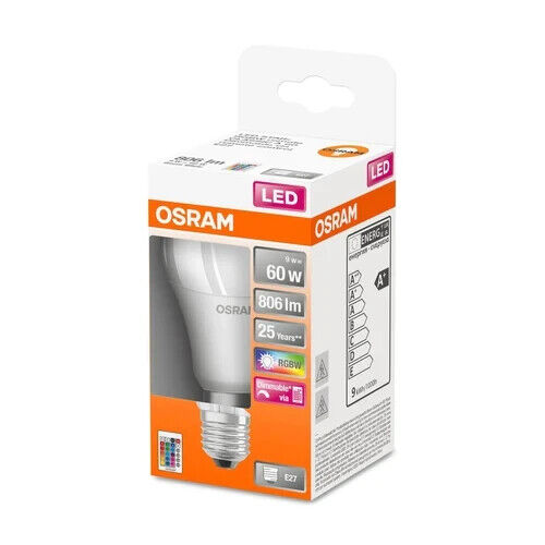 Inefficiënt invoeren Pijnboom Osram LED Star Colour Changing GLS ES E27 A60 Bulb RGBW Dimmable Remote  Control 4058075045675 | eBay