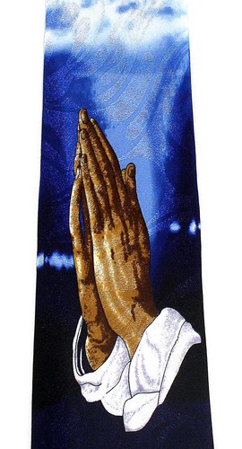 Evening Prayers Men's Necktie Christian Religious Pray Prayer Blue Neck Tie - Picture 2 of 4