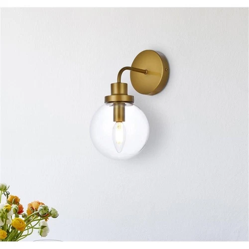 Living District Hanson 1-Light Metal Bath Sconce in Brass and Clear - Picture 7 of 7