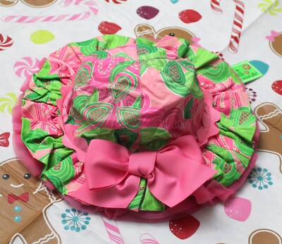 Mud Pie Little Sprout *NEW* Infant Baby Girl 0-12M Pink & Green 100& Cotton Hat