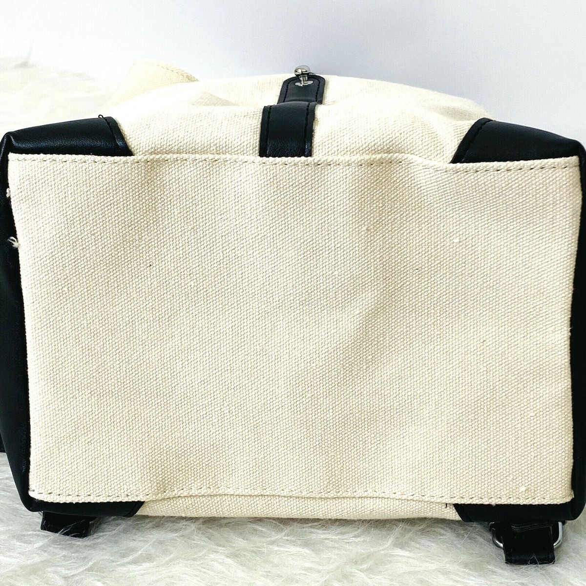 Deux Lux Women\'s OS One Size Canvas Backpack Off White Black NEW Deux Lux Women main image 3