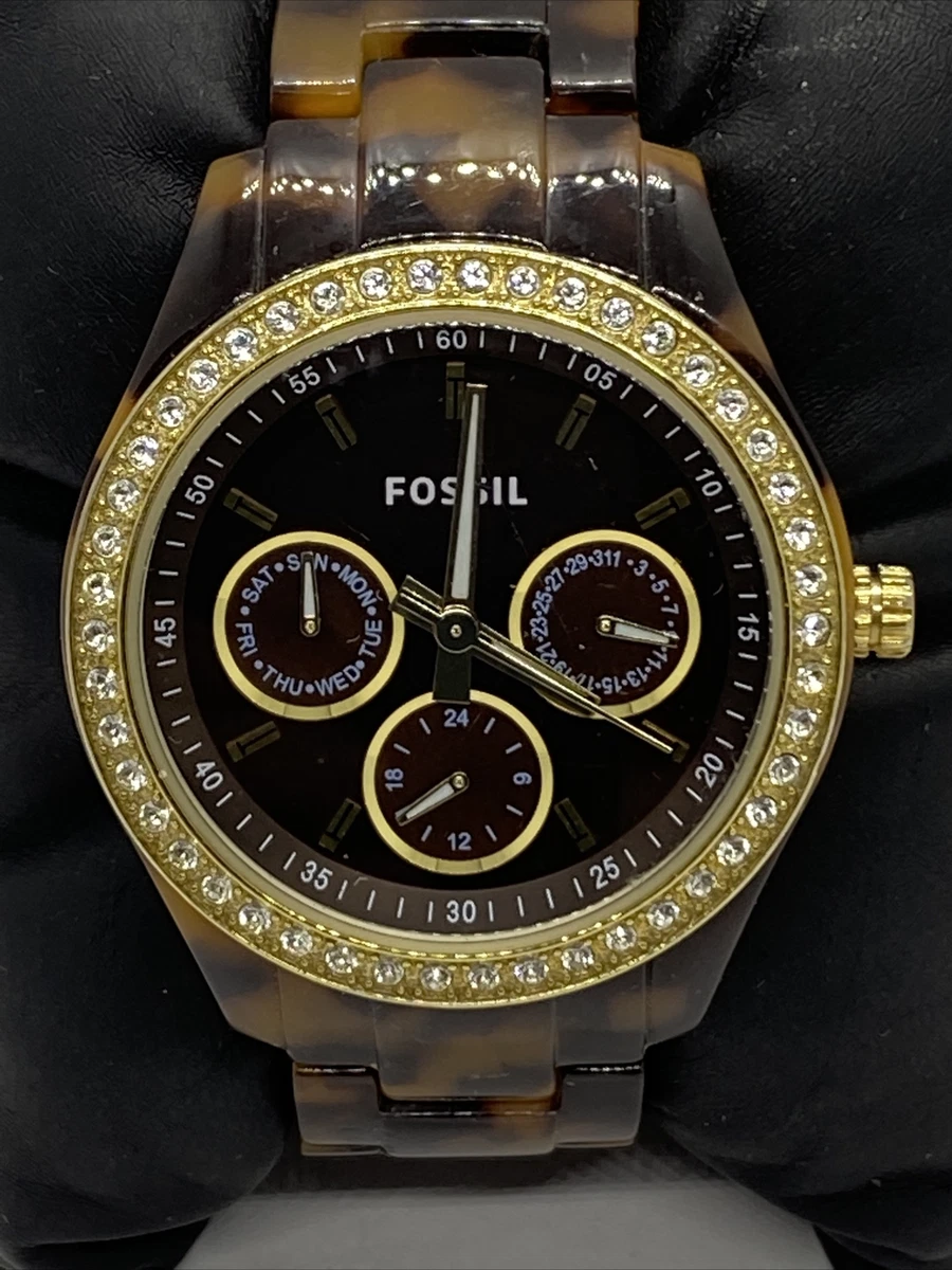 Fossil Stella ES2795 Women Tortoise Resin Analog Dial Quartz Genuine Watch EY246