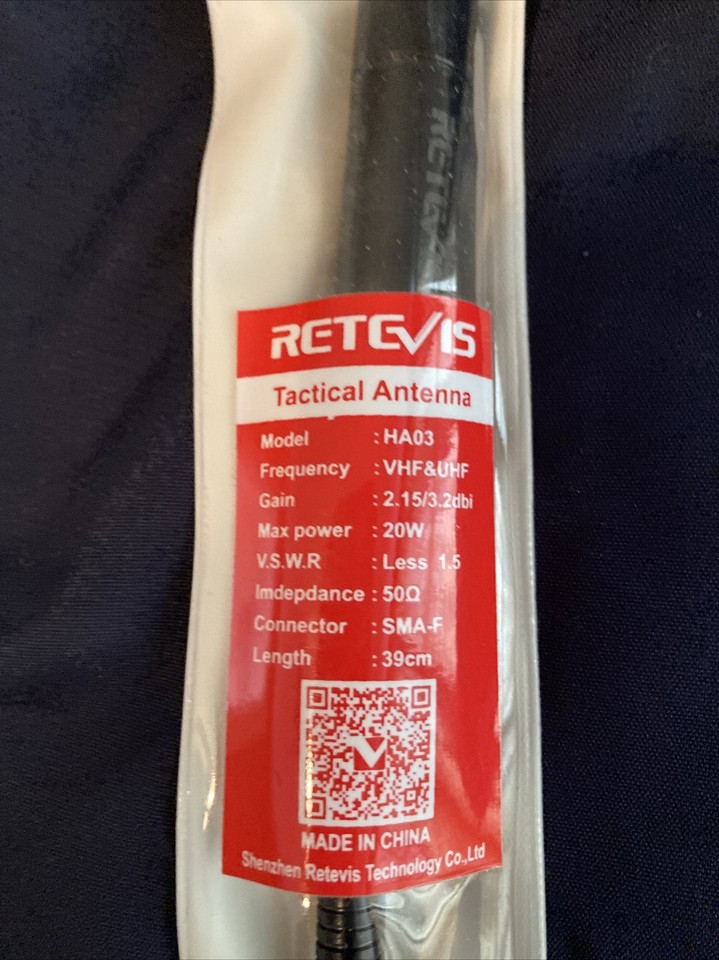 Antenna Walkie-Talkie Retevis HA03 SMA-F – Tattica Pieghevole 180° Per Baofeng UV-5R BF888S, VHF/UHF 136-470MHz, Guadagno 2.15/3.2 DBi