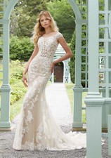 Mori Lee Wedding Dress #2028-  Ivory/Nude - Size 12