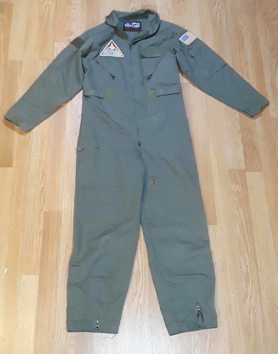 NASA Space Camp Space Gear Youth Size 18 Green Flight Suit Zip Up